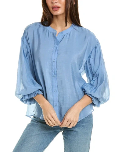 Shop Fate Balloon Sleeve Blouse In Blue
