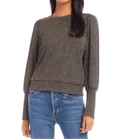 Fifteen Twenty Bishop Sleeve Top In Black/gold In Black