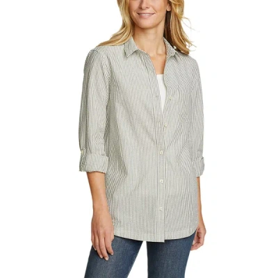 Shop Eddie Bauer Women's Long-sleeve Sunray Seersucker Shirt In Grey