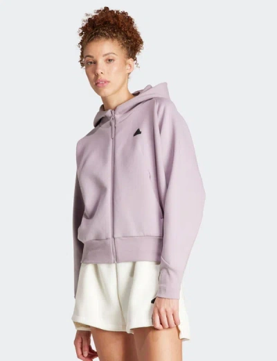 Shop Adidas Originals Adidas Z.n.e. Full-zip Hoodie In Pink