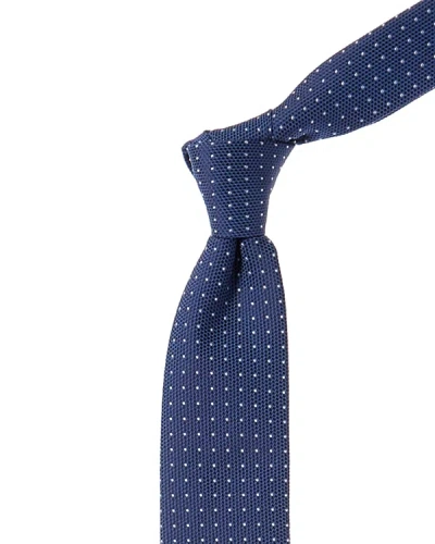 Shop Hugo Boss Open Blue Dots Silk Tie
