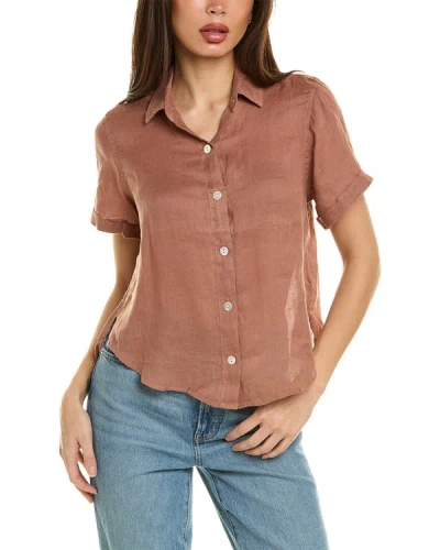Shop Bella Dahl Cuffed Linen Shirt In Brown