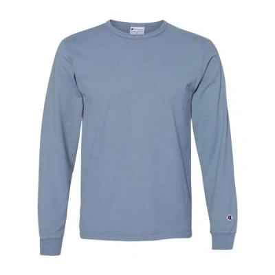 Shop Champion Garment-dyed Long Sleeve T-shirt In Grey
