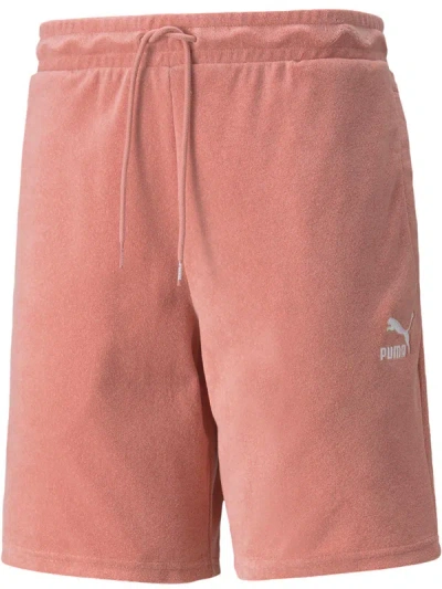 Shop Puma Mens Terry Logo Shorts In Pink