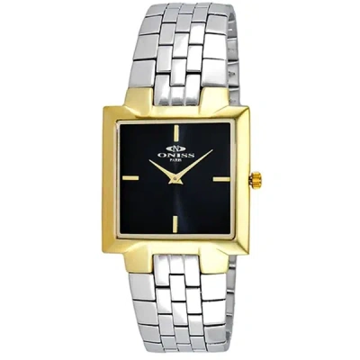 Shop Oniss Women's Quad Slick Black Dial Watch In Gold