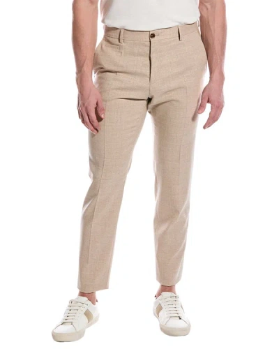 Shop Hugo Boss Slim Fit Wool-blend Pant In Brown