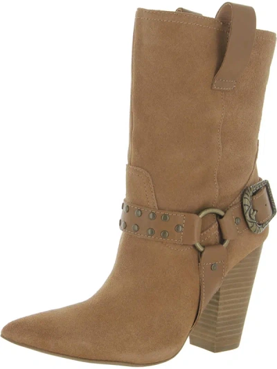 Shop Dingo Dancin Queen Womens Suede Pointed Toe Mid-calf Boots In Brown