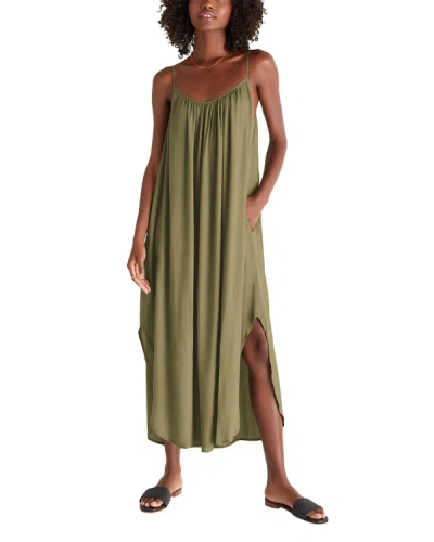 Shop Z Supply Tiana Crinkle Midi Dress In Green