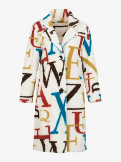 Shop Dolcezza Knit Letter Coat In Multi