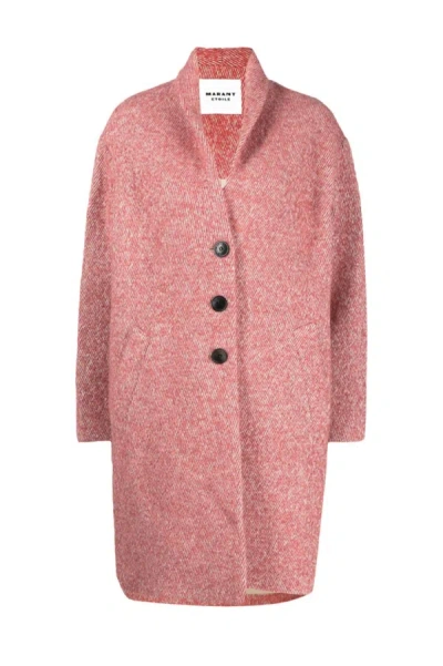 Shop Isabel Marant Sharon Heavy Coat In Rosewood In Pink