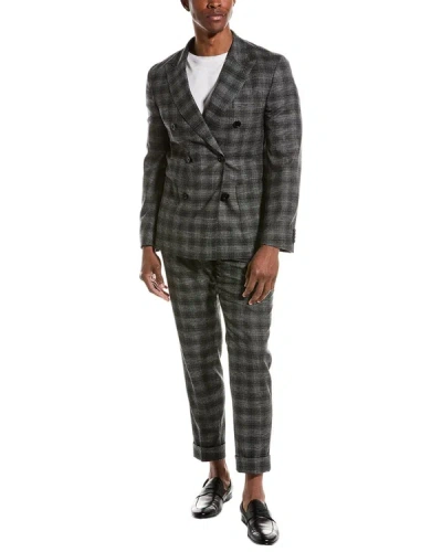 Shop Hugo Boss Slim Wool-blend Suit With Pleated Pant In Black