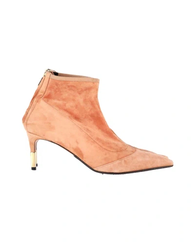 Shop Balmain Pointed-toe Ankle Boots In Pink Suede