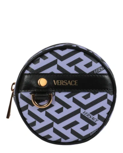 Shop Versace La Greca Micro Pouch In Blue