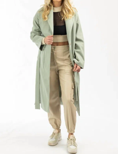Shop Fore Oversize Belted Trench Coat In Mint In Green