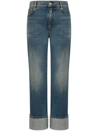Shop Alexander Mcqueen High Waisted Denim Jeans In Blue