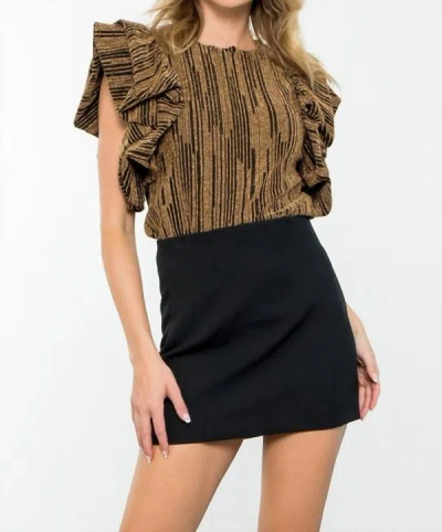 Thml Ruffle Puff Sleeve Metallic Top In Black | ModeSens