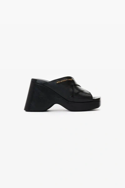 Shop Alexander Wang Float Criss-cross Wedge Sandal Shoes In 001 Black
