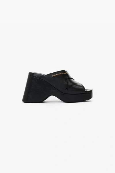Alexander Wang Float Criss-cross Wedge Sandal In 001 Black
