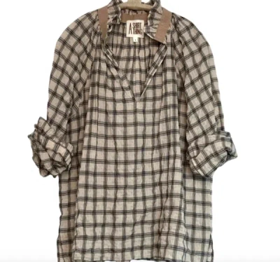 A Shirt Thing Josephine Plaid Shirt In Ivory In Multi