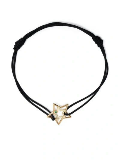 Shop Alíta Alita Cord Bracelet Estrella Esmeralda Enamel Accessories In Black
