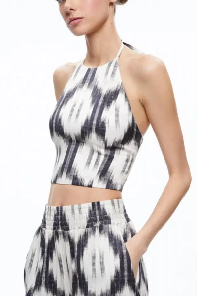 Shop Alice And Olivia Ash Tie Back Halter Top In Classic Ikat In Purple