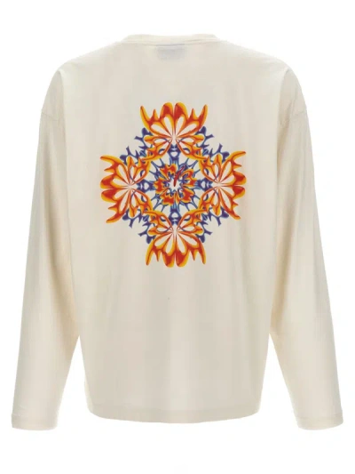 Bluemarble White Sweater With Maxi Print In Cotton Man In White