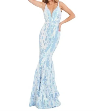 Jovani Emproided Sequins In Lt. Blue In Multi