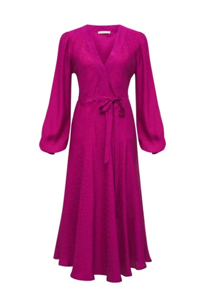 Shop Gold Hawk Jacquard V-neck Dress In Pink