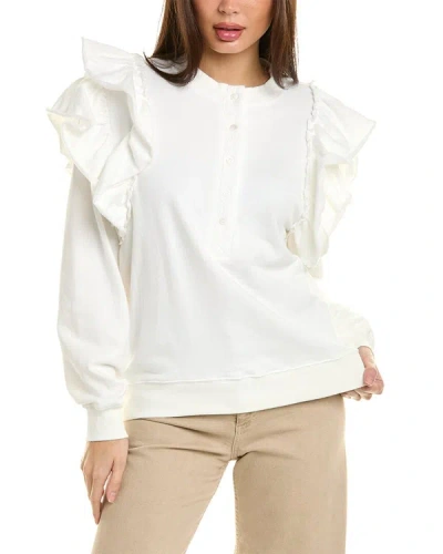 Shop Fate Ruffle Shoulder Washed Sweatshirt In White