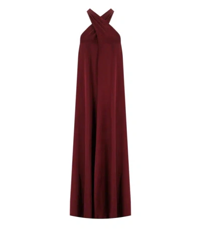 Shop Essentiel Antwerp Finch Burgundy Long Dress In Red
