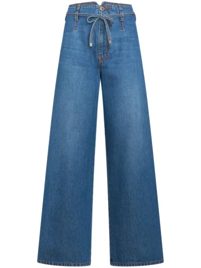 Shop Etro Wide Leg Denim Jeans