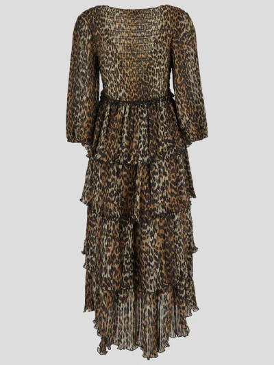 Ganni Women Leopard Print Midi Dress In Animal Print