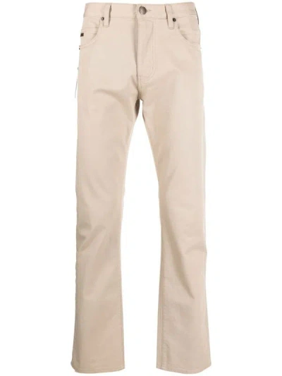 Shop Emporio Armani Cotton Trousers In Beige