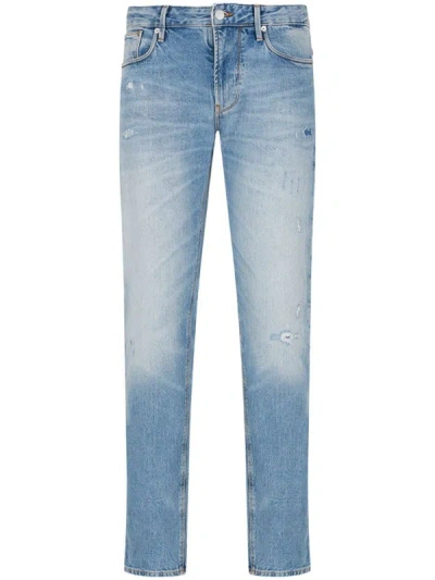 Shop Emporio Armani Denim Cotton Jeans In Clear Blue