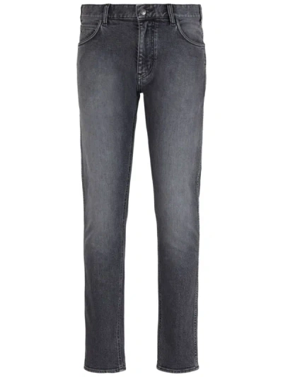Shop Emporio Armani Slim Denim Jeans In Black