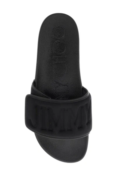 Shop Jimmy Choo Slides With Logo In Black