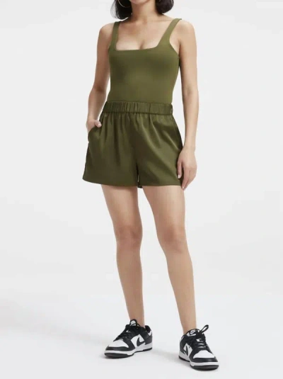 Shop Good American Satin Shorts In Juniper Green In Multi