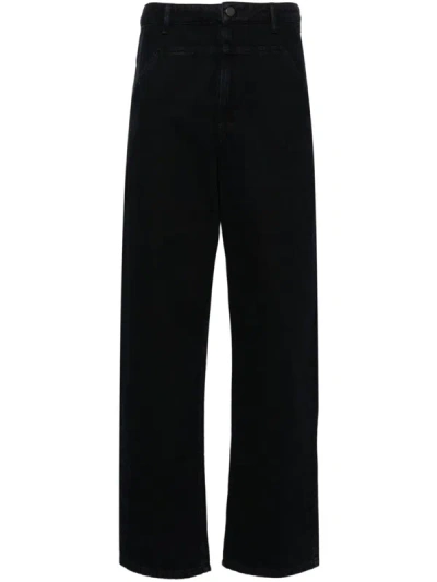 Lemaire High-rise Waist Straight Leg Trousers In Midnight Indigo