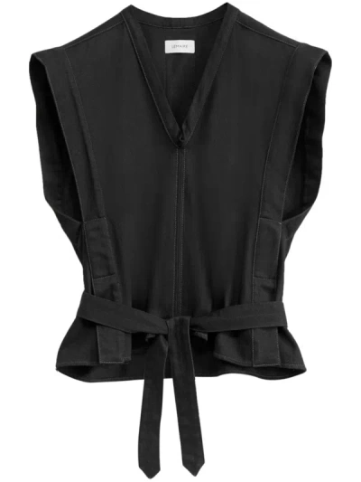 Shop Lemaire Self-tie Sleeveless Jacket In Black