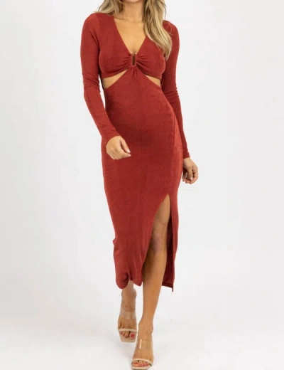 Shop Fore Cutout Slinky Side Slit Midi Dress In Wine In Red