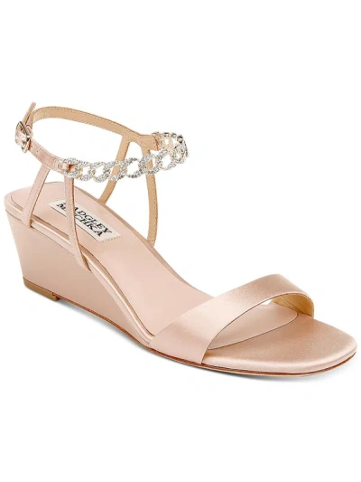 Shop Badgley Mischka Kaelyn Womens Leather Wedge Sandal Wedge Heels In Beige