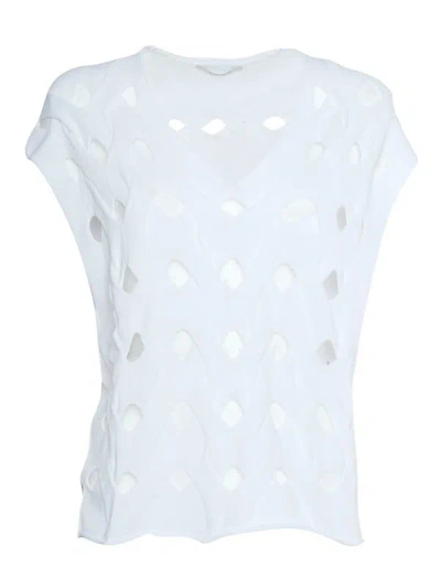 Kangra Cashmere White Woven-stitch In White