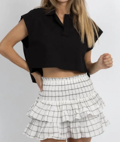 Fashion District La Logan Button Collared Tank In Black In Black