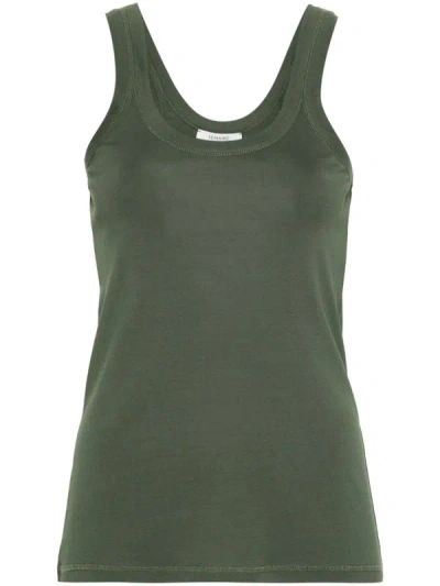 Shop Lemaire Ribbed Cotton Top In Smoky Green