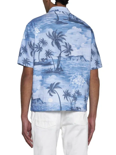 Shop Palm Angels Shirts In Indigo Blue Indigo