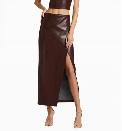 Shop Alice And Olivia Siobhan Vegan Leather Skirt In Toffee In Brown