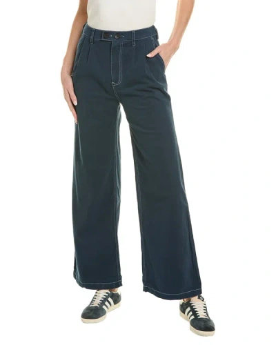 Shop Monrow Pleated Wide Leg Pant In Blue