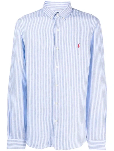 Shop Polo Ralph Lauren Long Sleeve-sport Shirt Clothing In 5137a Blue/white