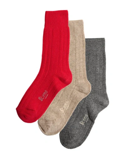Shop Stems Box Of 3 Lux Cashmere & Wool-blend Sock In Multi