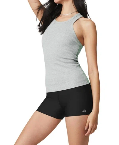 Shop Alo Yoga Ribbed Aspire Full Length Tank Top In Athletic Heather Grey In Multi